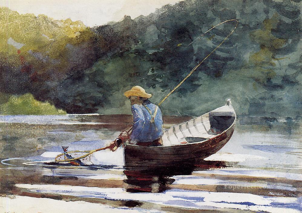 Boy Fishing Realism marine painter Winslow Homer Oil Paintings